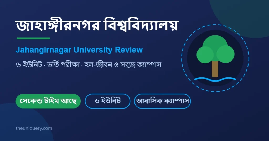জাহাঙ্গীরনগর বিশ্ববিদ্যালয় (Jahangirnagar University) রিভিউ: ইউনিট, ভর্তি ও ক্যাম্পাস গাইড