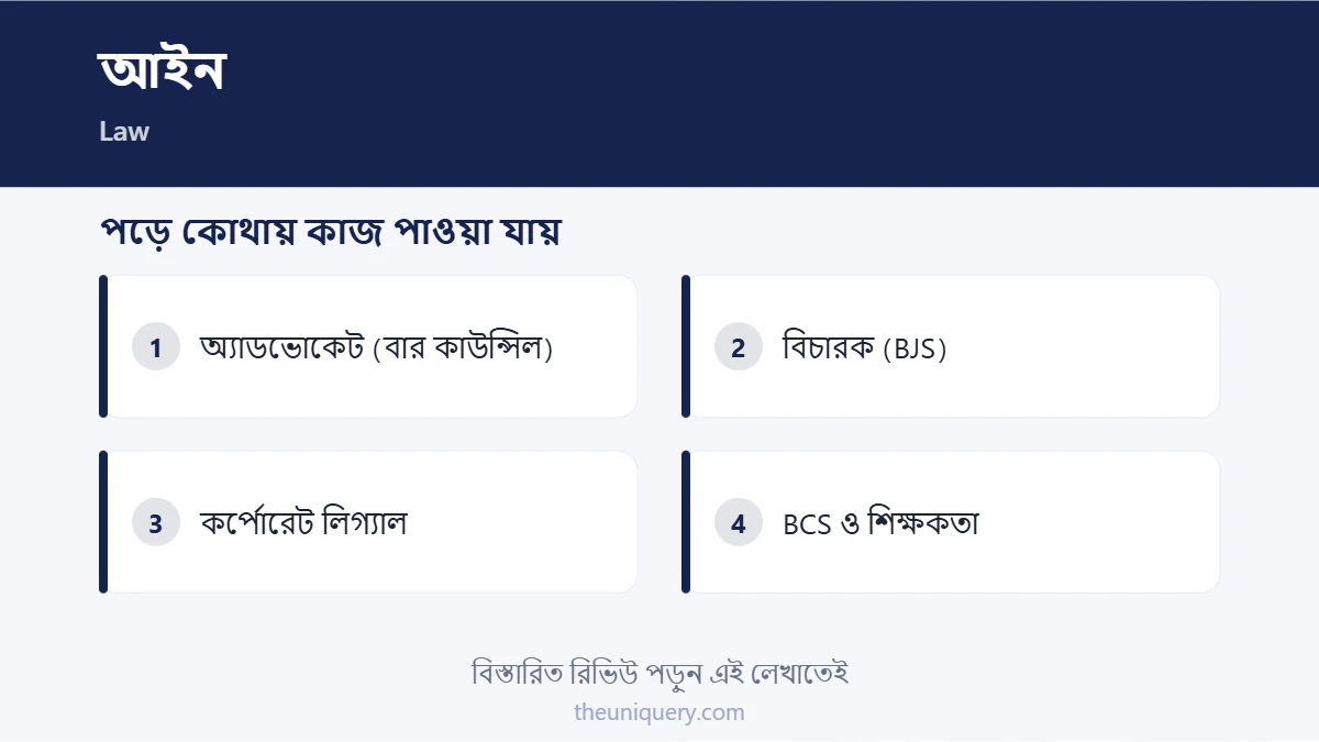 Law পড়ে ক্যারিয়ার: অ্যাডভোকেট, বিচারক BJS, কর্পোরেট লিগ্যাল, BCS ও শিক্ষকতা