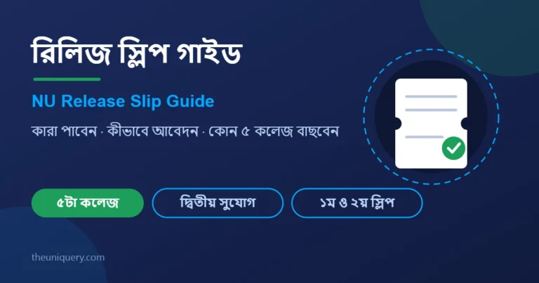 জাতীয় বিশ্ববিদ্যালয়ের রিলিজ স্লিপ (Release Slip) গাইড: কারা আবেদন করতে পারবেন ও ৫ কলেজ বাছাইয়ের কৌশল