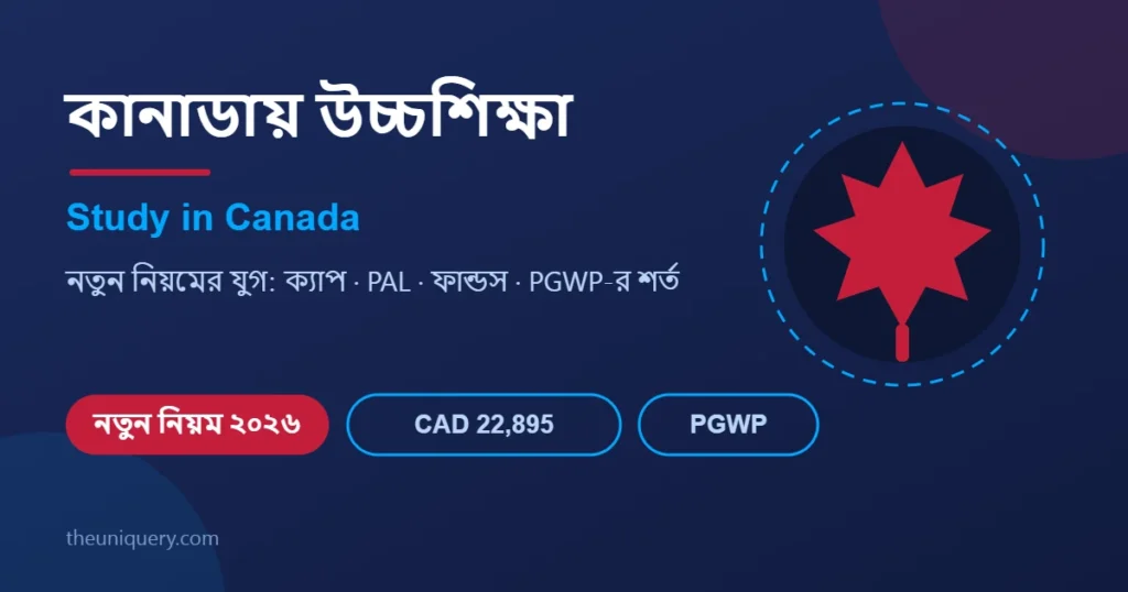 Study in Canada গাইড: কানাডায় উচ্চশিক্ষার নতুন নিয়ম, খরচ ও PGWP রোডম্যাপ