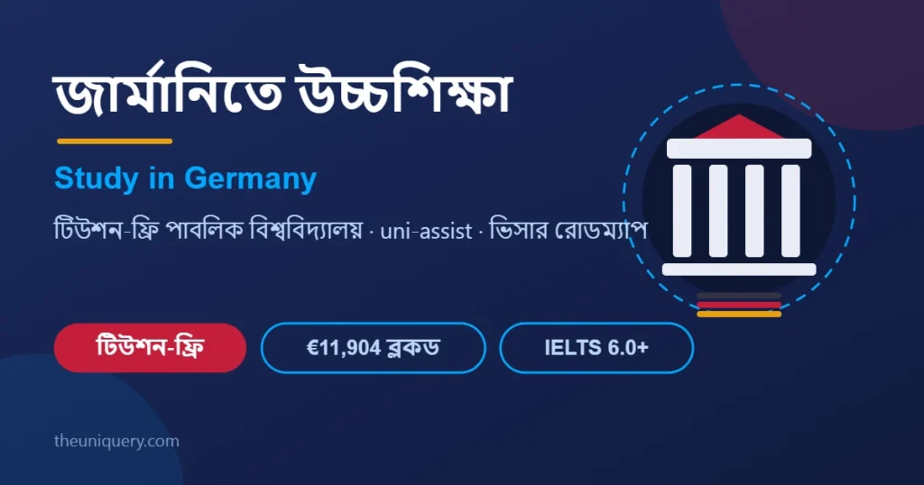Study in Germany গাইড: জার্মানিতে টিউশন-ফ্রি উচ্চশিক্ষা, ব্লকড অ্যাকাউন্ট ও ভিসার রোডম্যাপ