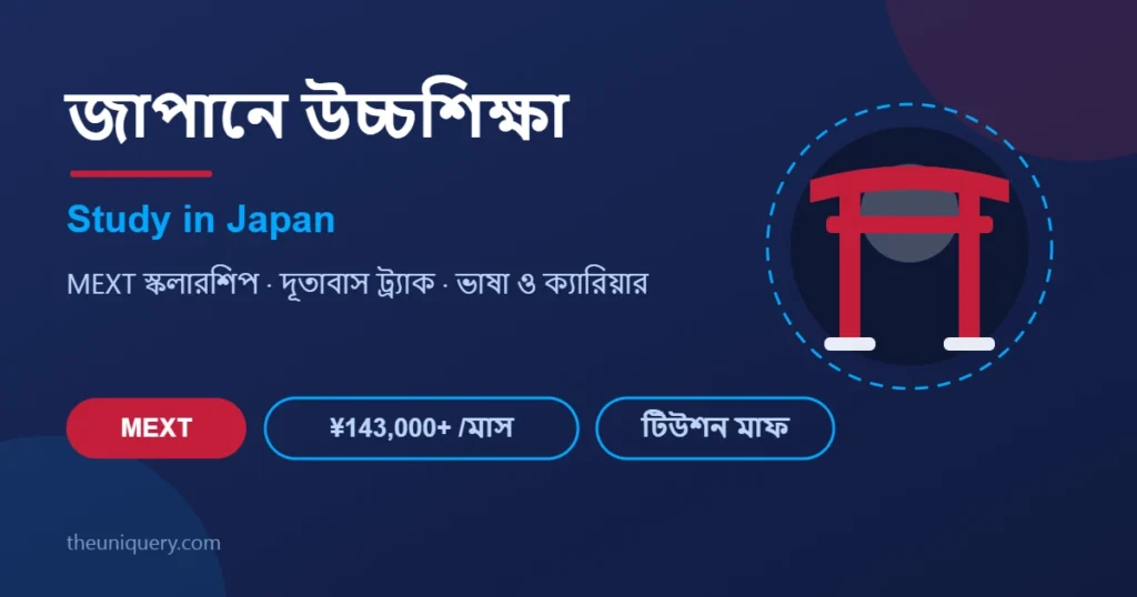 Study in Japan গাইড: MEXT স্কলারশিপ, দূতাবাস ট্র্যাক ও জাপানে উচ্চশিক্ষার রোডম্যাপ